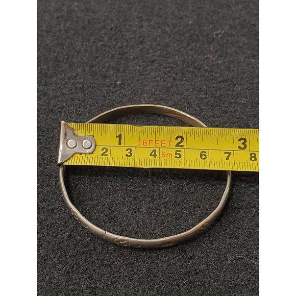 vintage silver bangle bracelet , handmade in Mexico - Eternity Setting E… - Picture 8 of 9